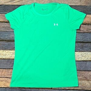Under Armour Bright Green Activewear Top Fitness Gym Mens Workout Shirt